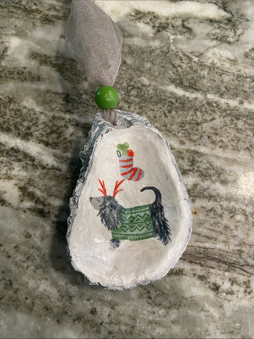 Dachshund dog oyster shell ornament NEW